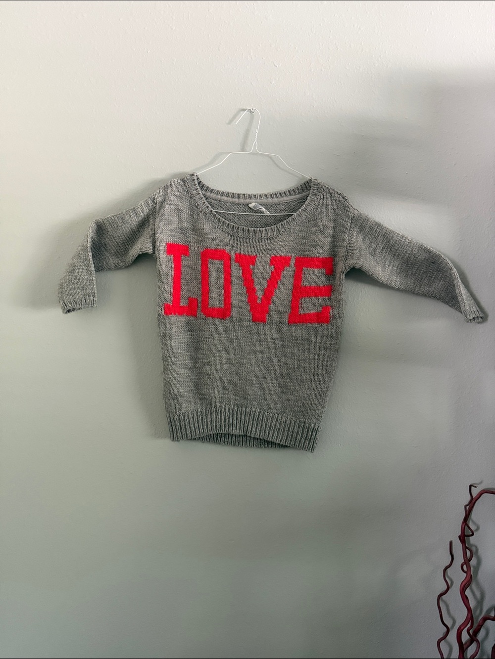 Aeropostale Gray Sweater with Pink 'LOVE' Knit